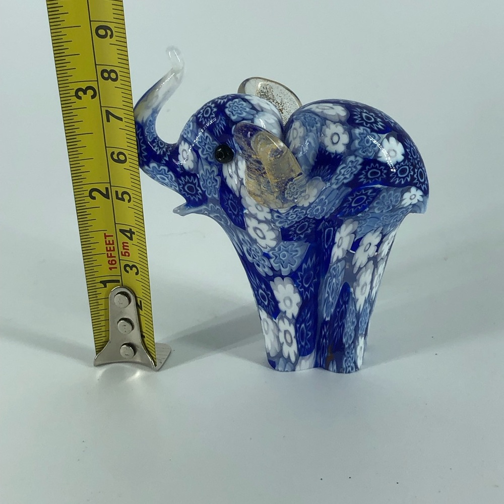 Murano Hand-Blown Millefiori & Gold Aventurine Glass Elephant Figurine - Picture 10 of 10